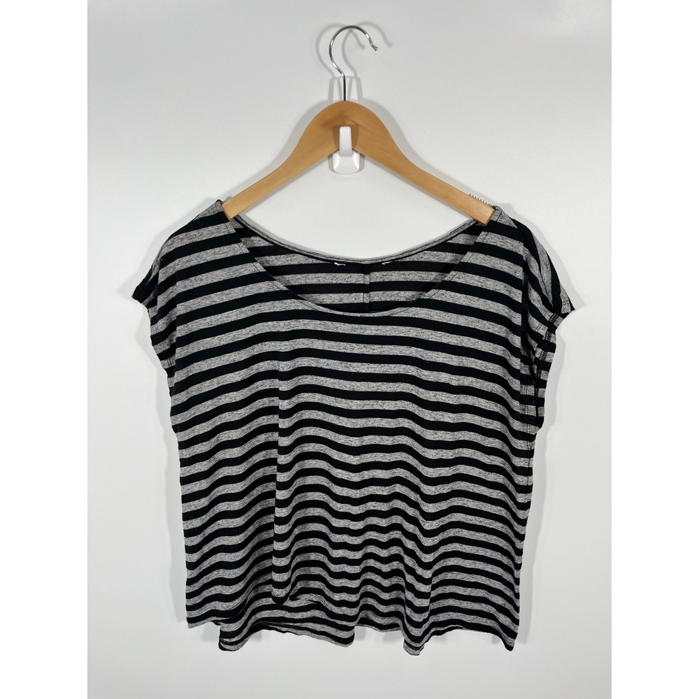 Womens Top XL Black‎ White Stripe Indie Sleaze 2010s Grunge Goth